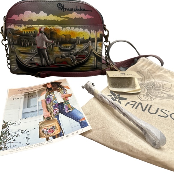 NWT Anuschka Double Zip Crossbody Wristlet - Picture 6 of 10